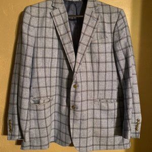 NEW MENS STAFFORD CLASSIC SPORT JACKET PLAID GRID BLUE - Classic Fit